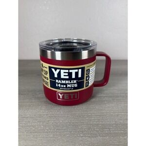 YETI Rambler 14 oz Mug Harvest Red Stainless Steel Vacuum Insulated with Lid